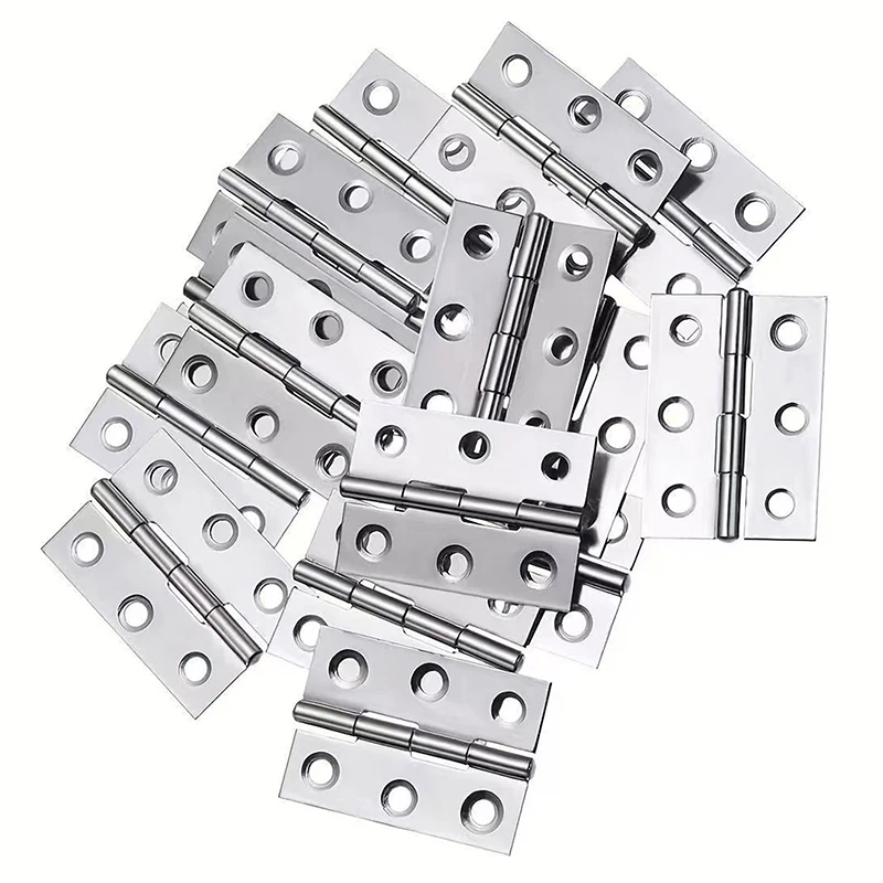 10pcs Stainless Steel Door Hinges Cabinet Doors Windows Wooden Box Flat Hinge Home Furniture Hardware Accessories