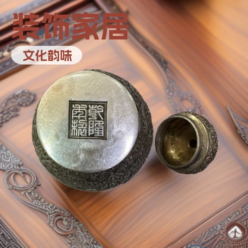 Qianlong Double Dragon Bronze General's Jar Ornament