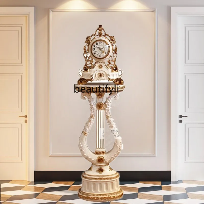 

zq Living Room the Grandfather Clock European-Style High-End Quartz Clock Creative Retro Ornaments Clock