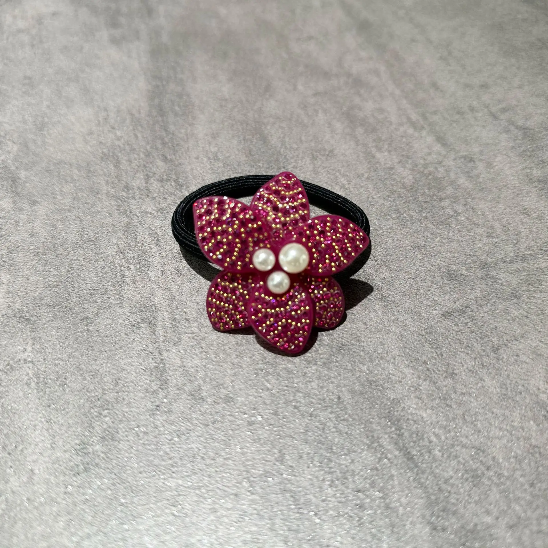 新入荷-パリ風-フレンチデザイン-エラスティックヘアロープ-タイ-女性-女の子向け-ハンドメイド-パールフラワー-ヘアジュエリー-オーナメント-アクセサリー