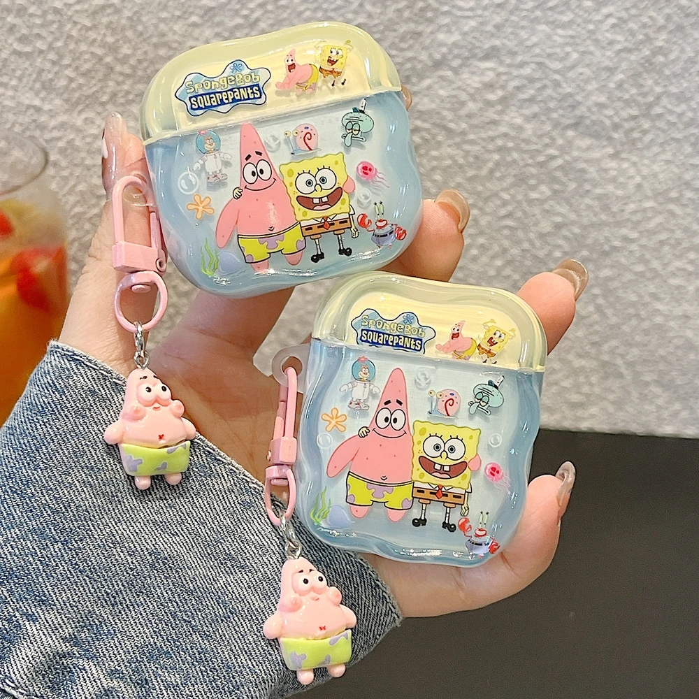 Cute Cartoon SpongeBob SquarePants Earphone Case For Airpods 1 2 3 4 Pro 2 3 Wireless Bluetooth Headset Protective Cover
