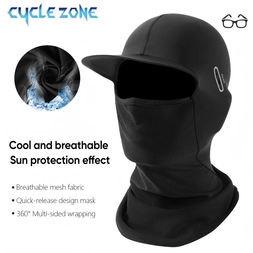 Atmungsaktive Elastische Anti-UV-Sturmhaube mit Krempe Sommer Schnelltrocknende Mütze Fahrradhelm-Unterziehmütze Sonnenschutz Vollgesichtsmaske