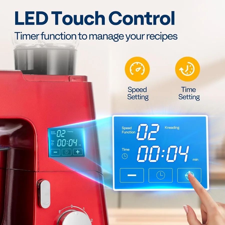 家庭用9in1多機能スタンドミキサー（発酵機能付き）：6段階速度設定、7.5クォート容量、内蔵