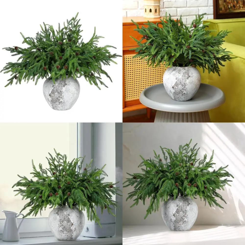 

Искусственные рождественские сосновые ветки Norfolk с шишками для внутреннего и наружного праздничного украшения для дома (16 шт.)