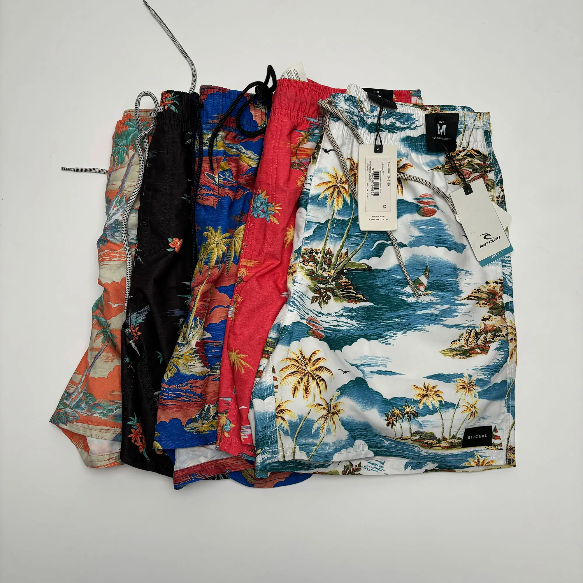 

M XL 16 Inch Brand RIP Curl Lifestyle Mens Surfing Swimming Beach Shorts Sport Bermuda Shorts Quik Dry 2 Side Pocket Drawstring