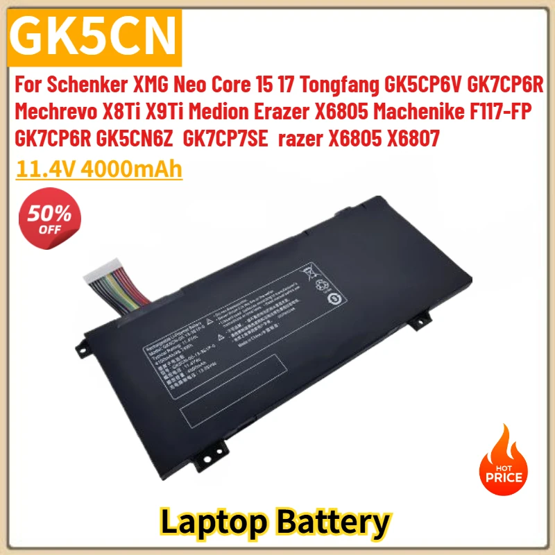 GK5CN High Quality Laptop Battery 11.4V 4000mAh for Mechrevo X8Ti X9Ti Machenike F117-FP Schenker XMG Neo Core 15 17 Brand New