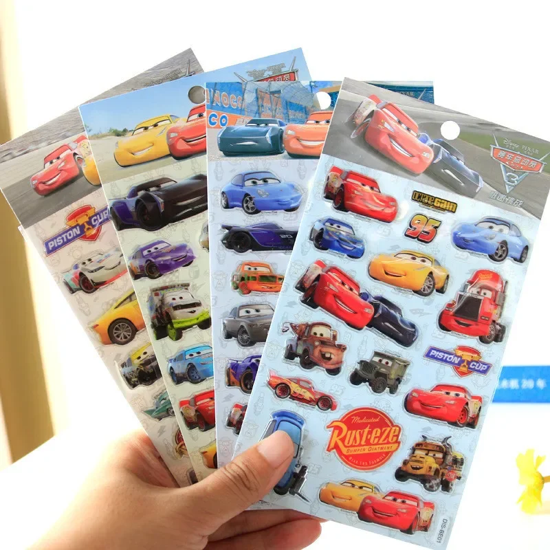 Disney Genuine Stickers Toy Pixar Cars McQueen Mater Sarge Ramone Children Cartoon Stereo 3d Stickers Toy Kids Birthday Gift