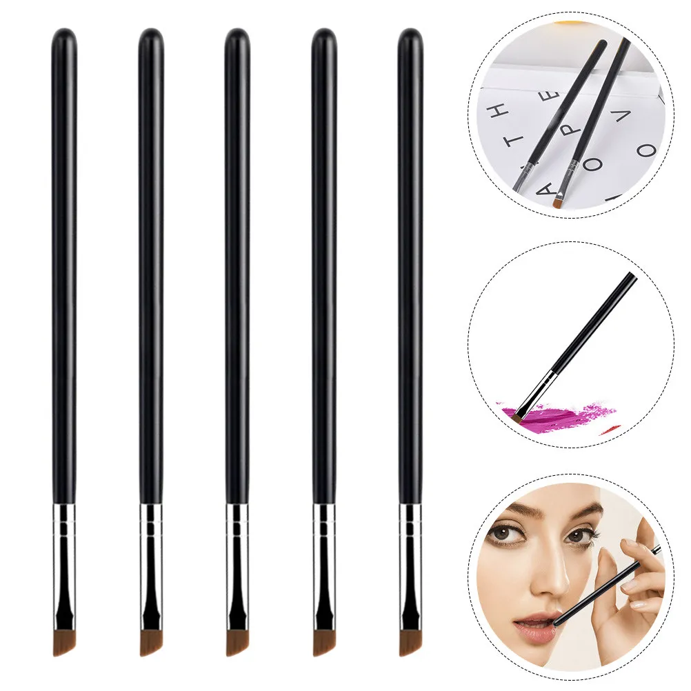 Kit com 5 Pincéis de Sobrancelha e Delineador com Ponta Fina e Plana, Ferramenta de Maquiagem Portátil para Aplicação Precisa de Delineador Profissional