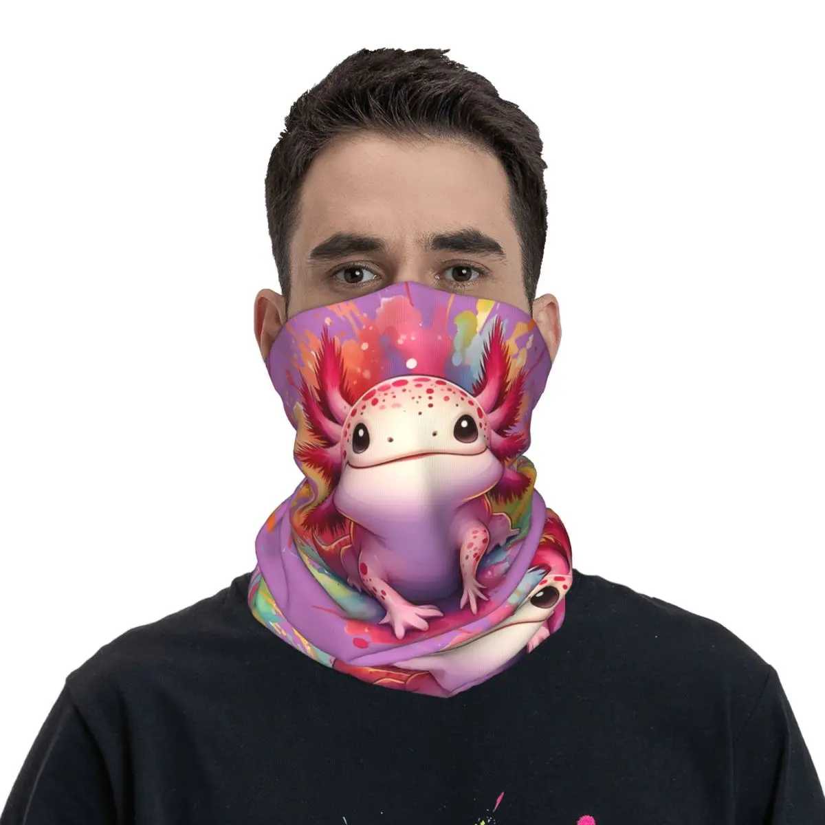 Axolotl Art Fino Envoltório Lenço, Bandana Gaiter Pescoço, Cara Capa Headband