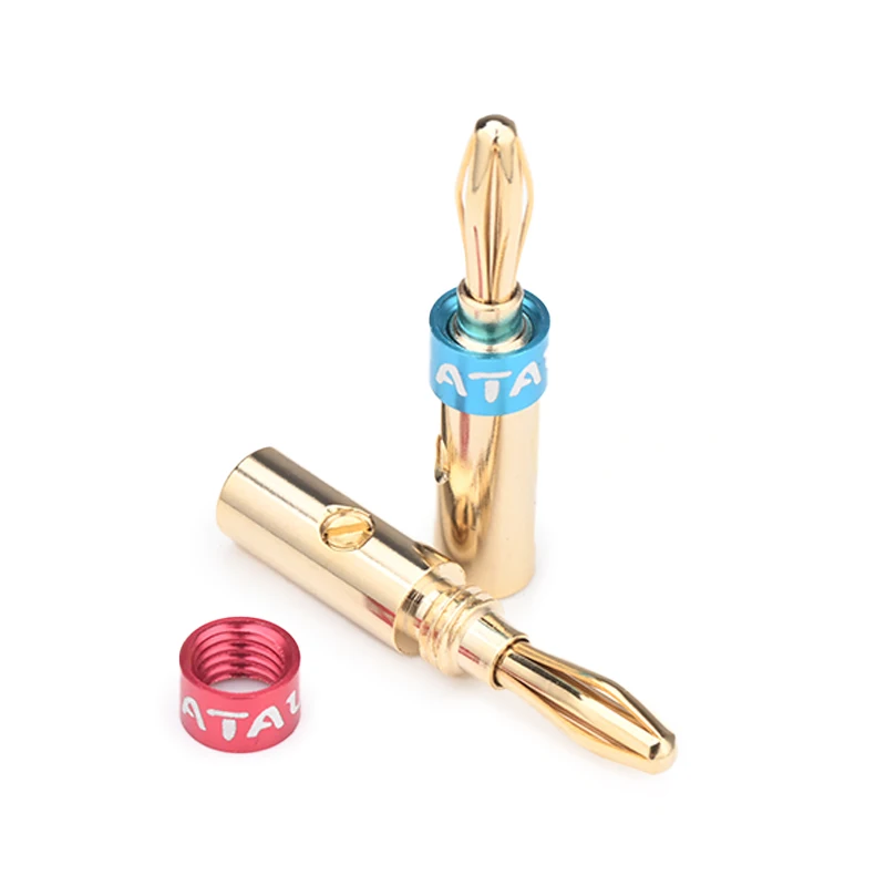 8PCS Banana Connectors 24K Copper Gold Plated for HiFi Speaker Cable Solder Banana Jack Plugs