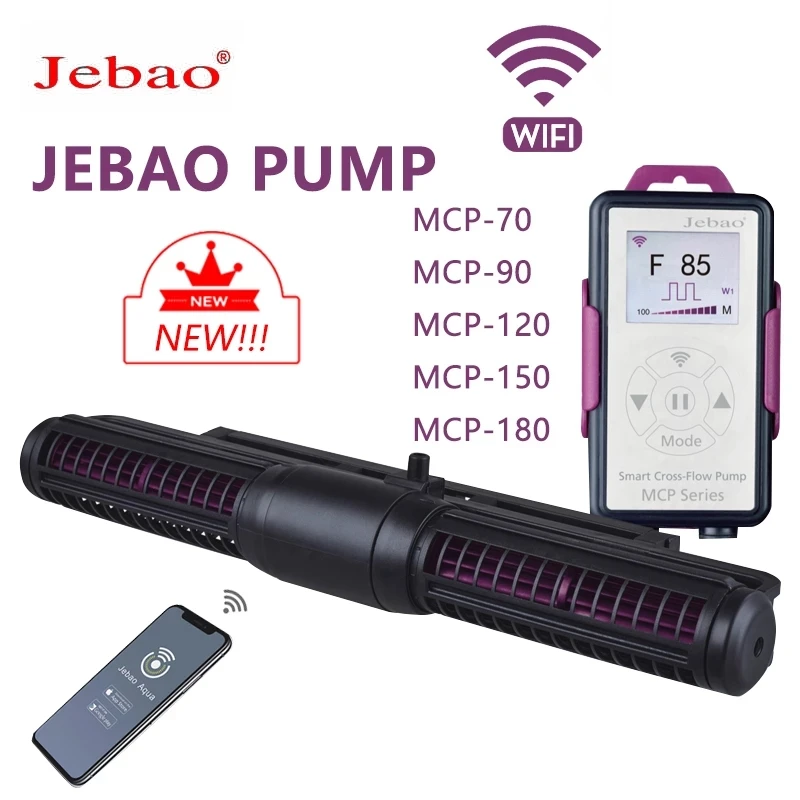 Jebao-bomba de fluxo cruzado mcp 70, 90, 120, 150, wyświetlacz com controle por wi-fi, ciclo silencioso, cristal líquido