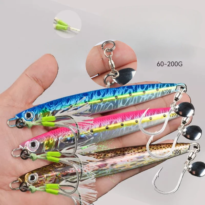 

3styles 30-200gSardine SliderJigging Lure Mackerel iron plate Quick draw 3D simulation UVCoating Long Cast Metal JigFishing Lure