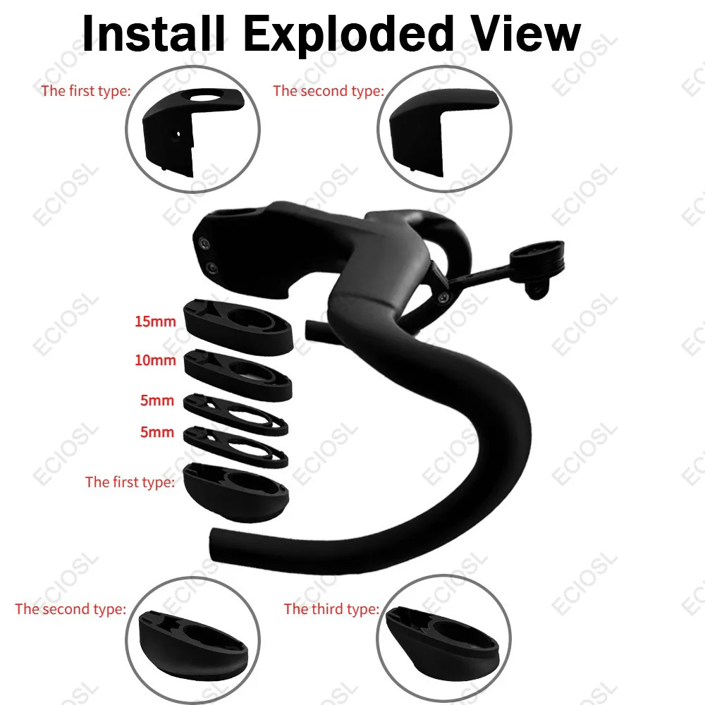 

Carbon Integrated Handlebar 380-440mm Internal Wiring 28.6mm -7° Aero Road Bike Carbon Handlebar with Spacer Frame Parts