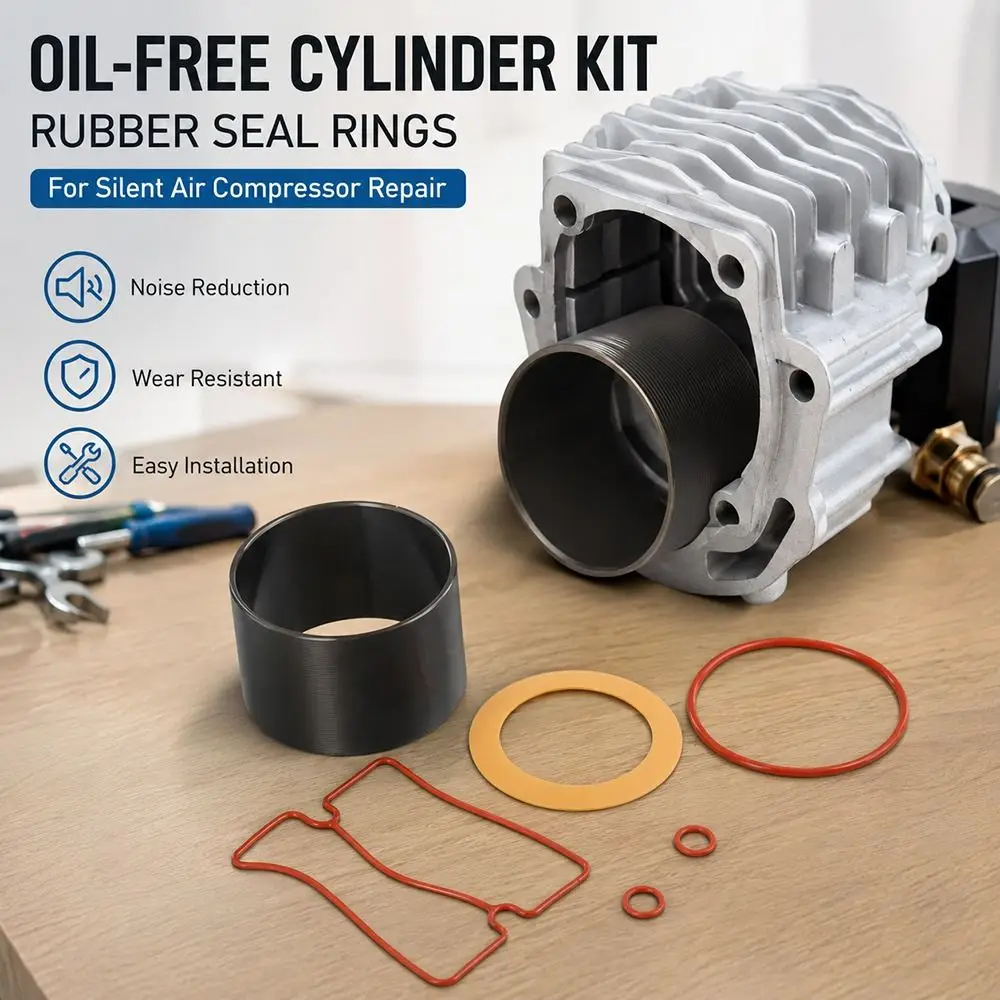 1Set 550W 750W 1100W 1500W Air Compressor Piston Ring Kit Nitrile Rubber Cylinder Sleeve Oil Free Cylinder Kit Square Gasket