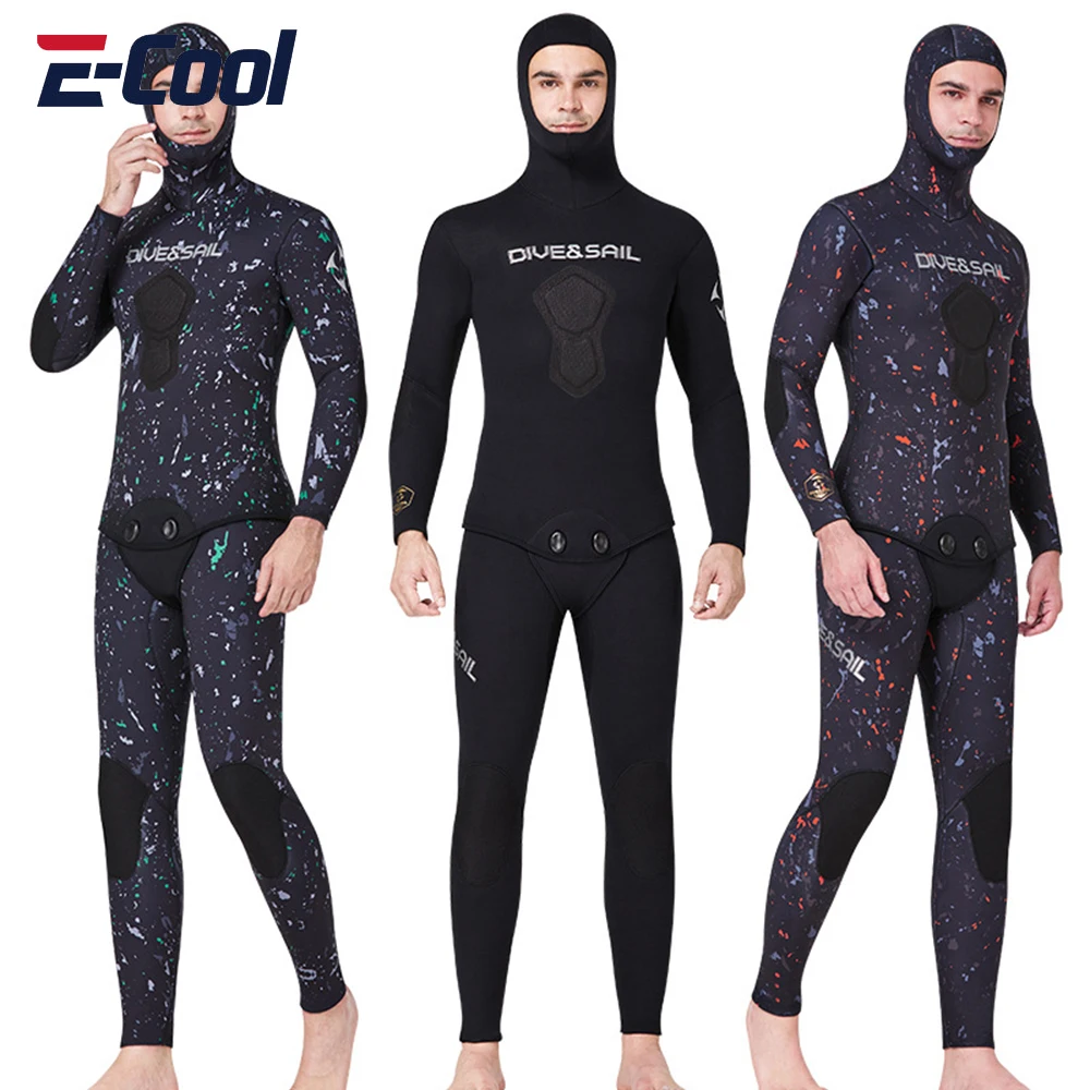 

1.5MM/3MM/5MM/7MM Neoprene Wetsuit Fission Hooded 2 Pieces Diving Suit Camouflage Men Snorkeling Swimming Spearfishing Wetsuit