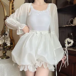 Womens Lolita Safety Pants Sweet Girls Kawaii Lace Ruffles Underwear Cute Bow Pumpkin Short Pants Victorian Vintage JK Bloomers