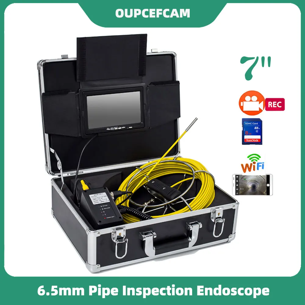 

Industrial Pipe Drain Sewer Insepction Endscope 6.5mm Camera 7inch Monitor Display DVR Wifihotspot WP70C Underwater Camera