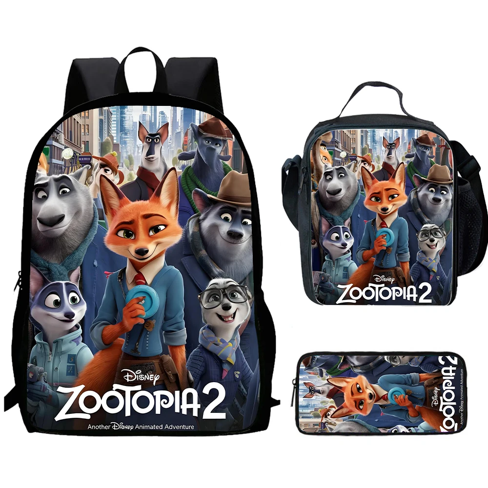 

Cartoon Zootopia Child School Backpack With Lunch Bags Pencil Bags For Age 4-9 ,Light Weight School Bags For Boys Girls