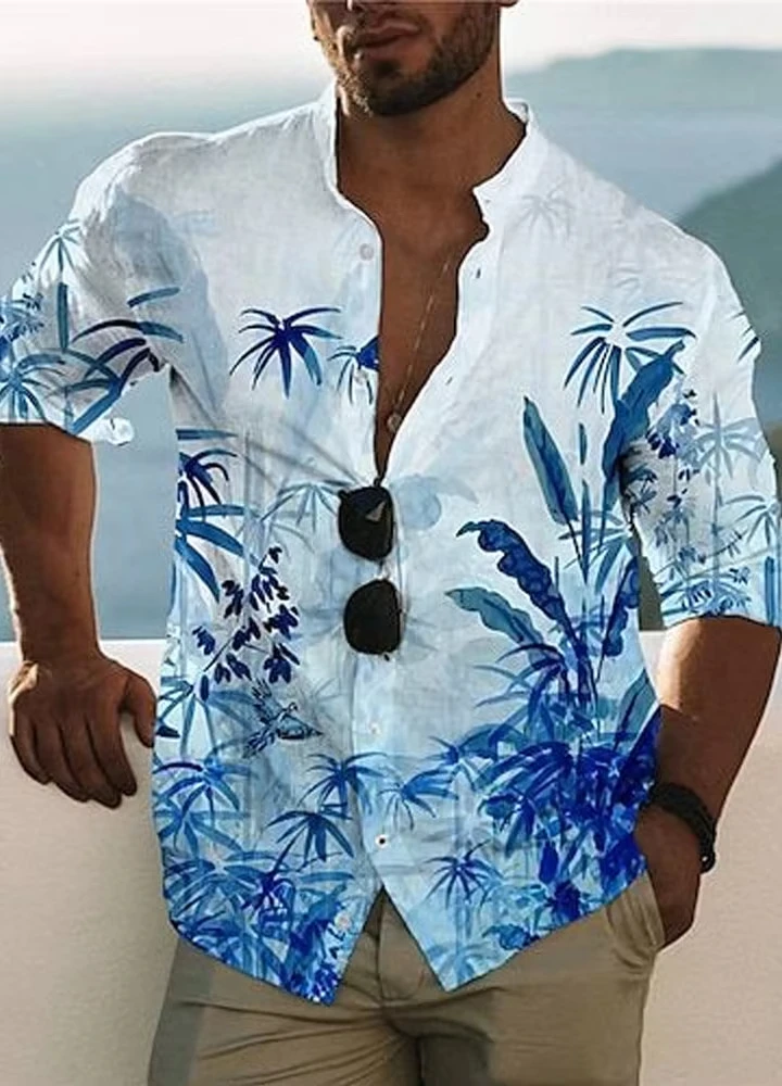 Fashion 3d Floral Shirts For Men Printed Lapel Long Sleeved Shirts Cool Graphs Street Vintage Casual Slim Men Clothes Tops。、
