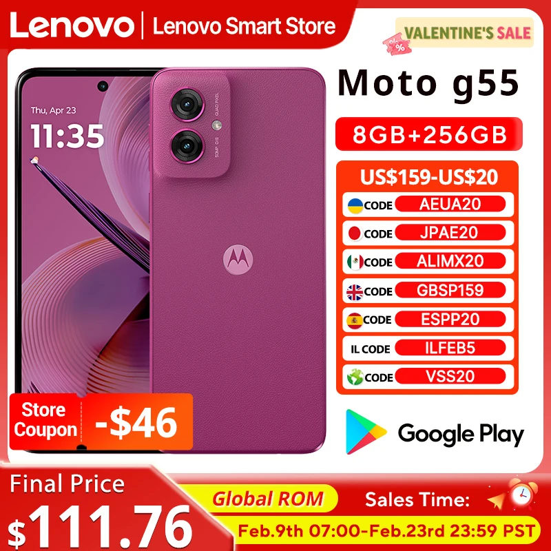 

Смартфон Motorola MOTO G55, оригинальный глобальный ПЗУ, 6,5-дюймовый дисплей 120 Гц, 256 ГБ MediaTek Dimensity 7025, 50 МП, мобильный телефон