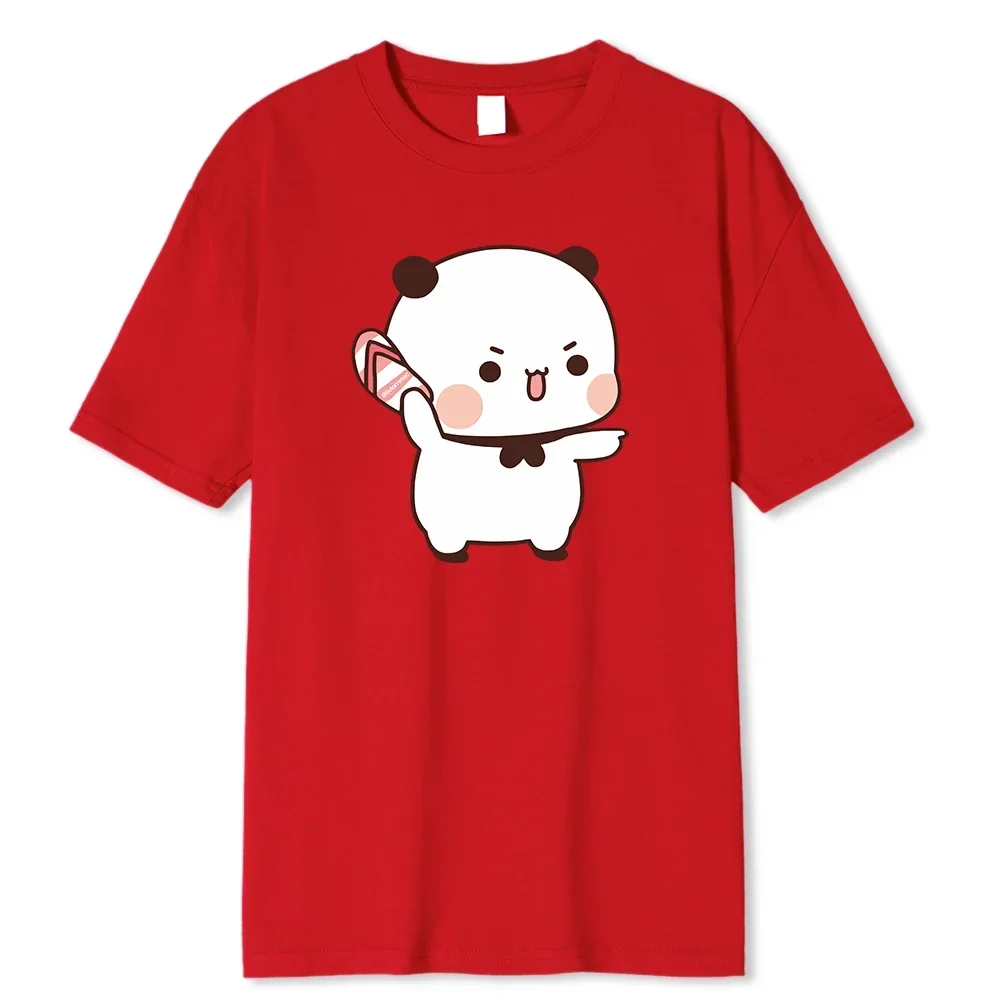 Bear Tshirt Kawaii Male Clothes Men Tops Graphic Shirt Lovely Bubu Is Throwing Flip-flops At Dudu Since He Teases Bubu T Shirt