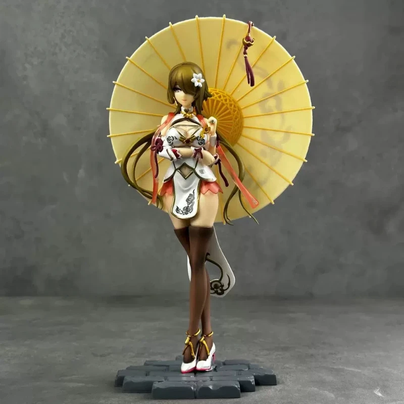 Honkai Impact 3 Rita Huanxisha Cheongsam-Figur, stehend mit Regenschirm, Anime-Mädchen, PVC-Modell, Sammlerstück, Geschenk für Anime-Fans