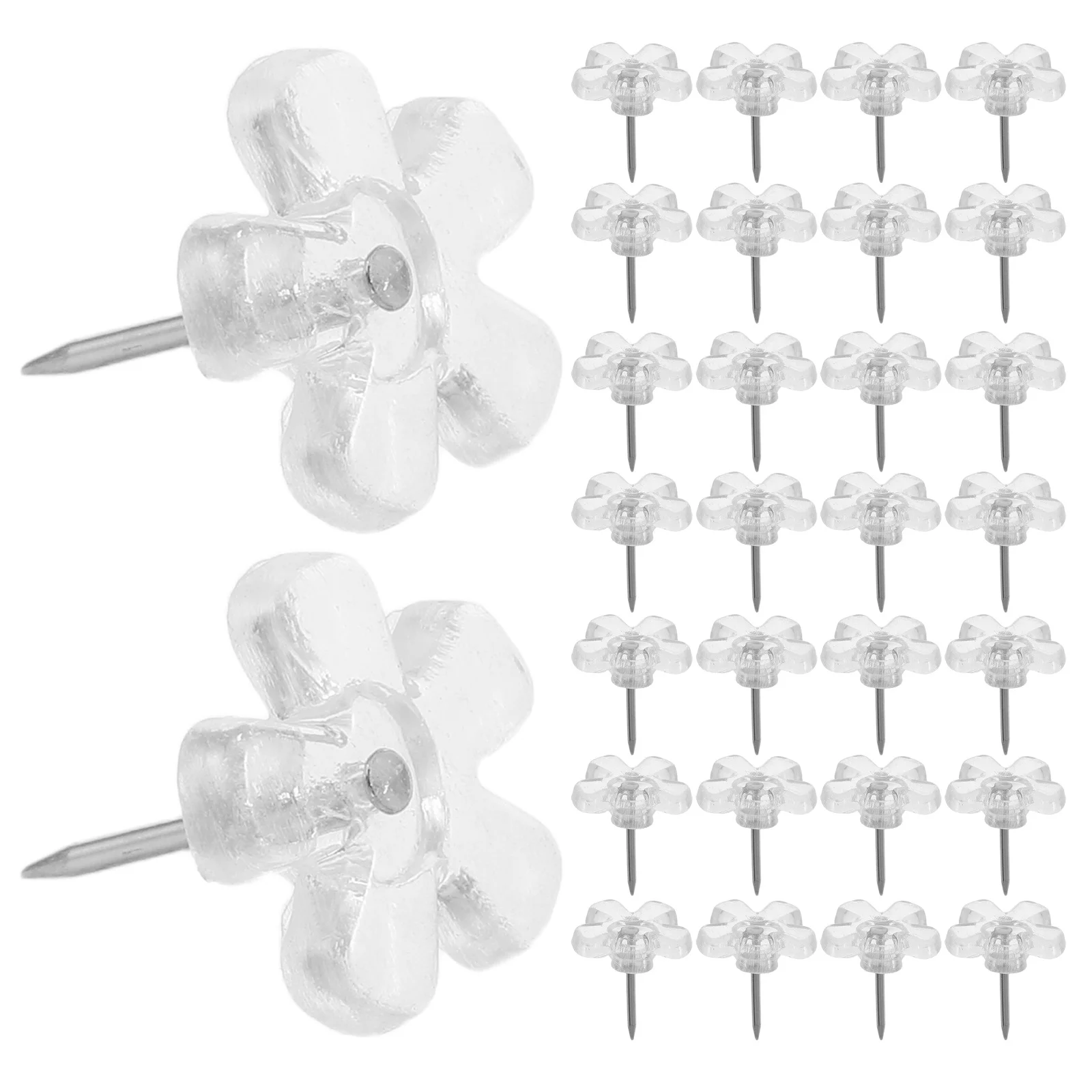 200Pcs Transparent Flower Push Pins Plastic Thumbtacks for Cork Board Wall Photo Display Flat Pushpin Flowers Push Pin