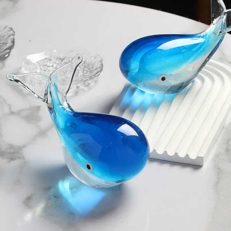 

Glass Luminous Whale Marine Animal Art Decorative Ornaments Glass Handicraft Holiday Birthday Gift