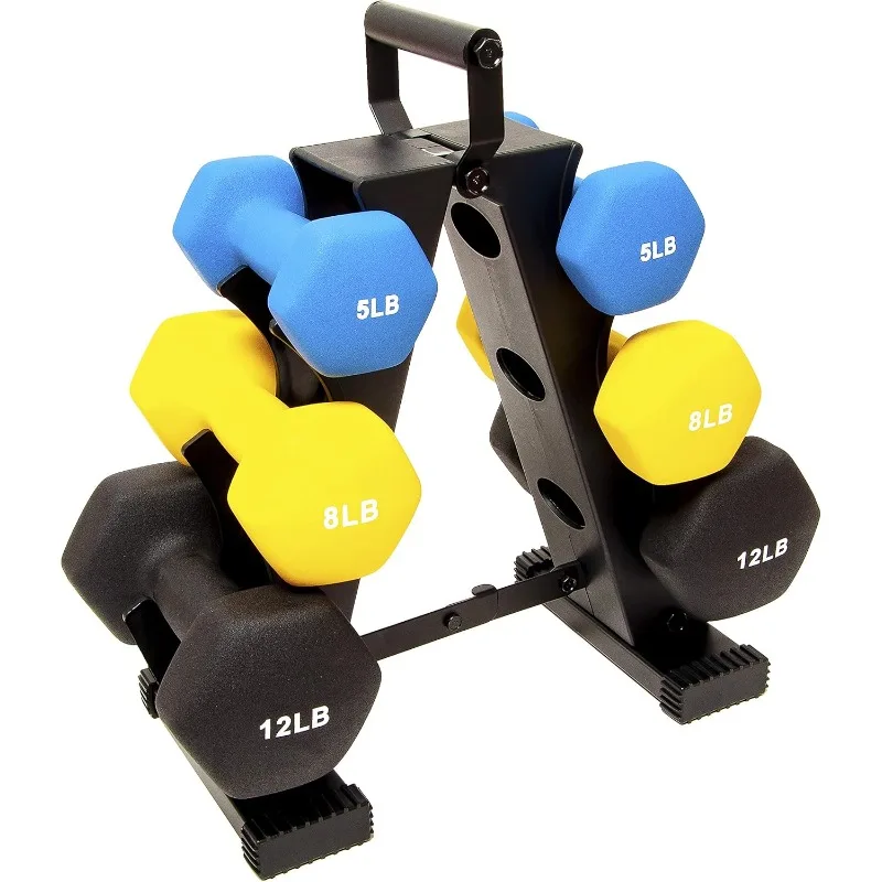 

Signature Fitness Colored Rubber Coated Hex Dumbbell Weight Set and Storage Rack, Multiple Packages