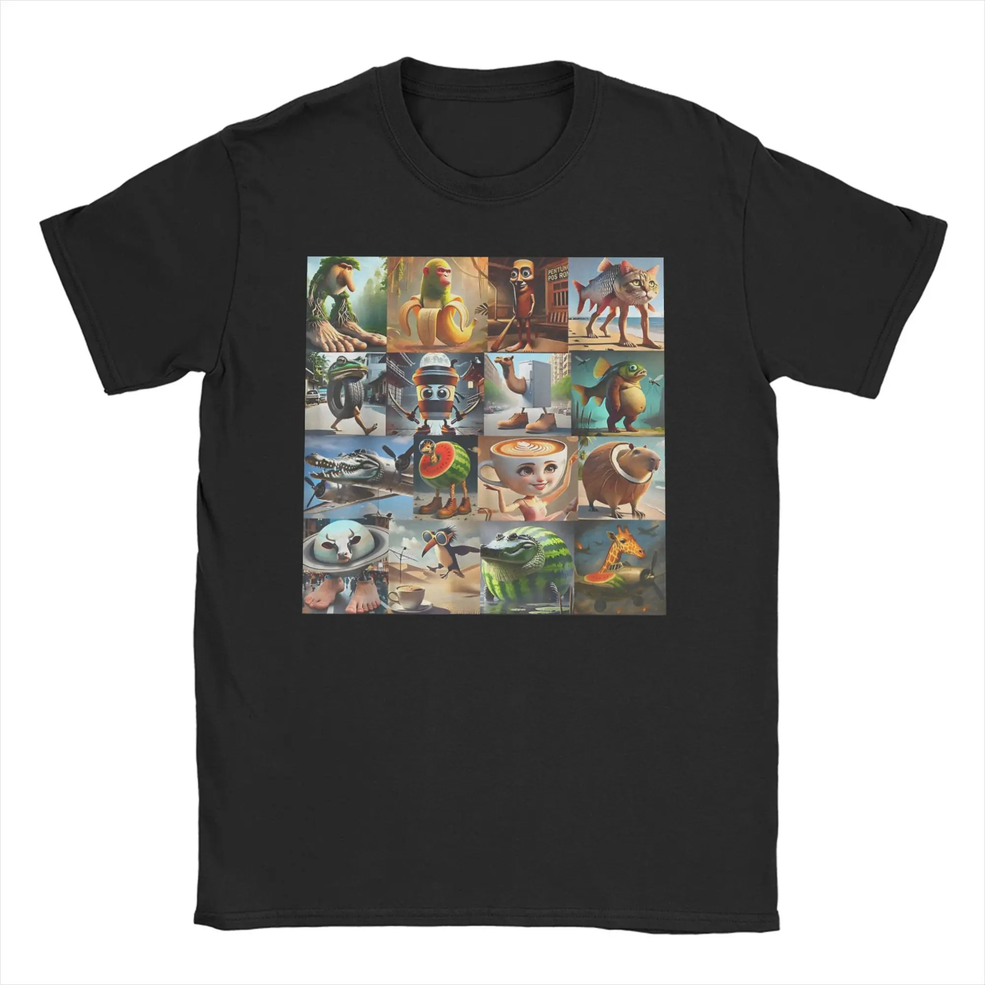 Brainrot Meme الشخصيات الإيطالية الرجال النساء تي شيرت مضحك ميمي رهيبة تيز قصيرة الأكمام الجولة الرقبة تي شيرت ملابس علوية من القطن الخالص