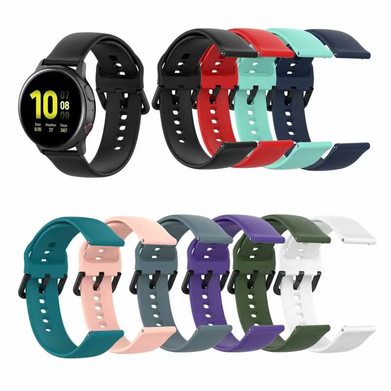 20mm Silicone Watchband For Samsung Galaxy Watch Active 42mm Gear S2 Sport Replacement Bracelet Band Strap For SM-R500 SM-R810