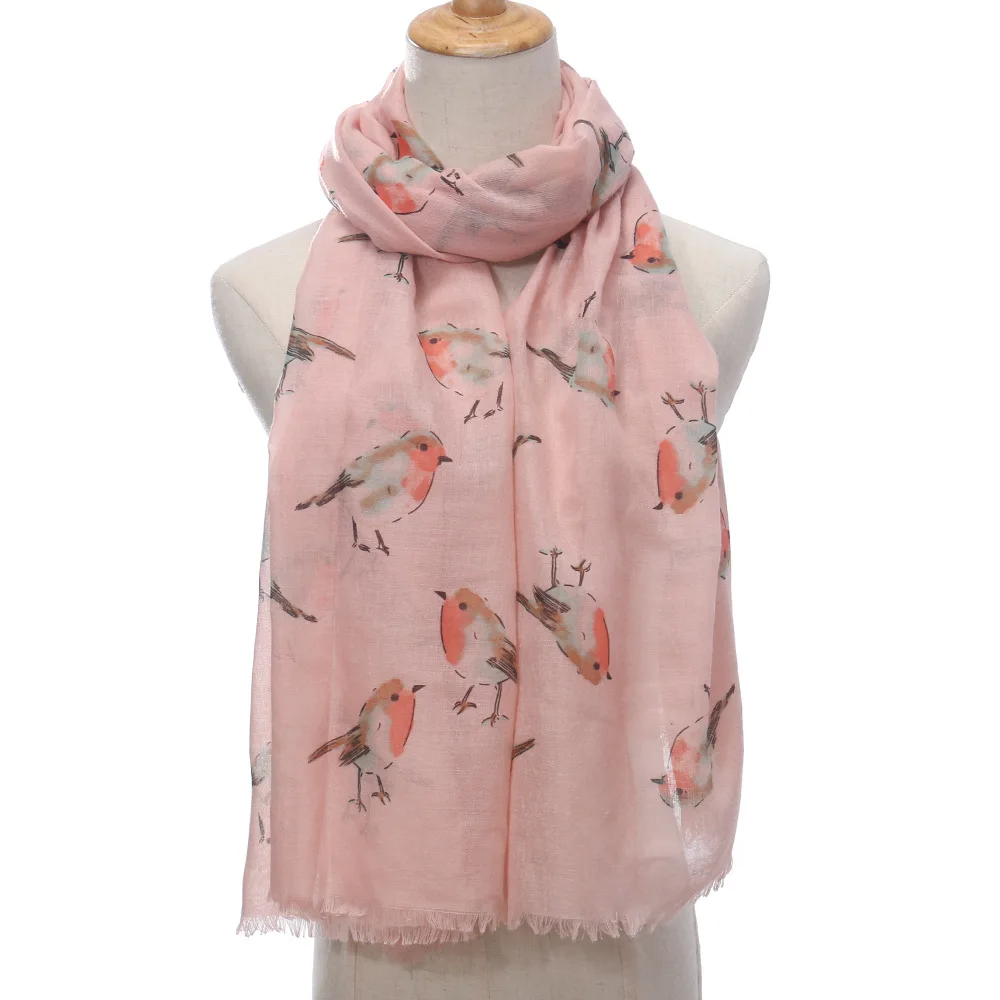 Newest Bird Print Fringe Scarves Shawls Women Animal Pattern Foulard Wrap Hijab 4 Color Wholesale 10pcs/LOT