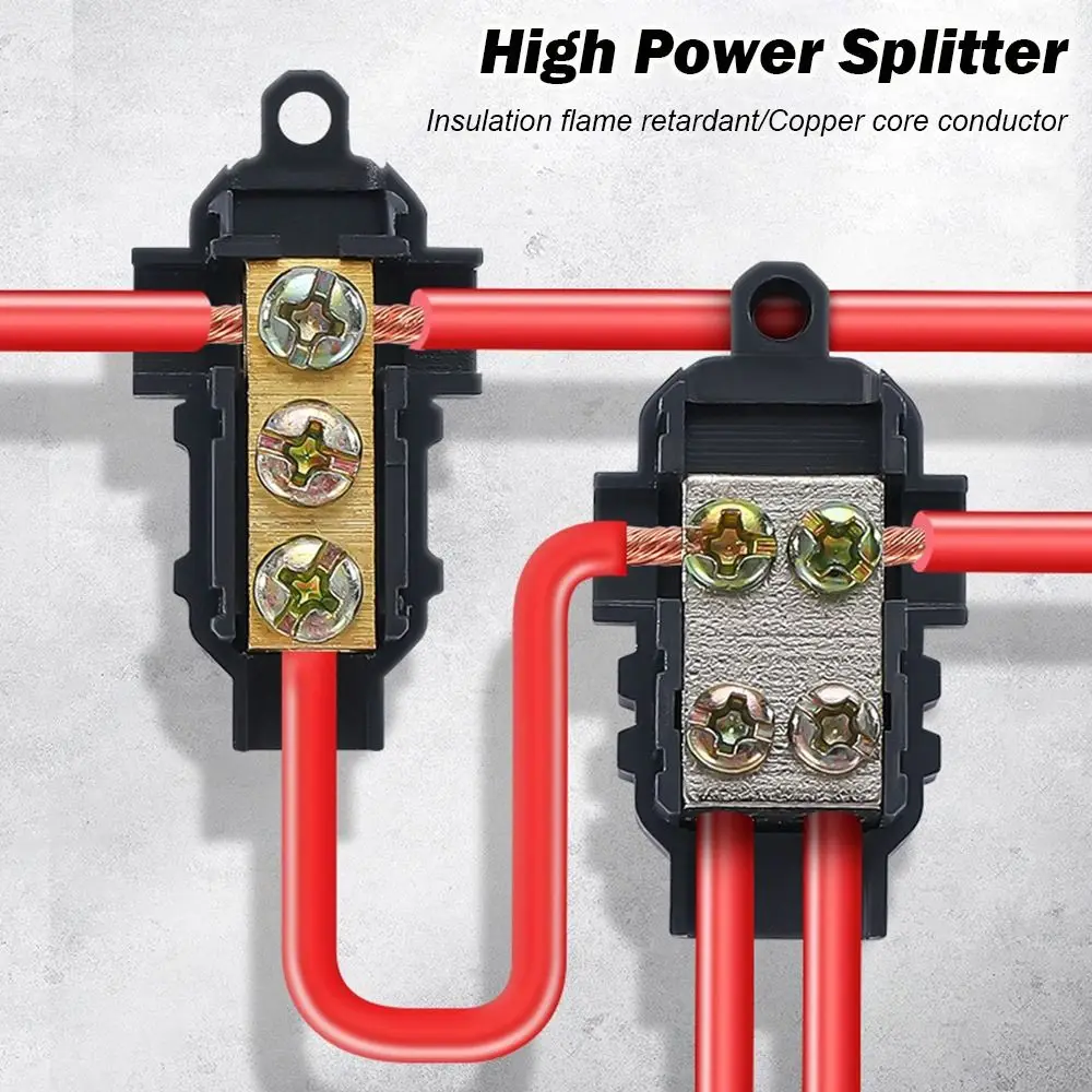 High Power High Power Splitter Conductor Brass Black Wire Connector Terminal Blocks Electrical