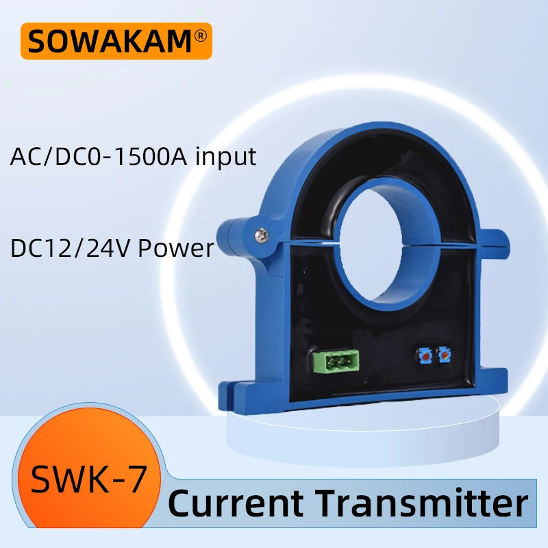 SWK-7 Hall Current Transmitter AC DC0-1500A 4-20mA 0-5V 0-10V Output Open Loop Split Core Current Transducer