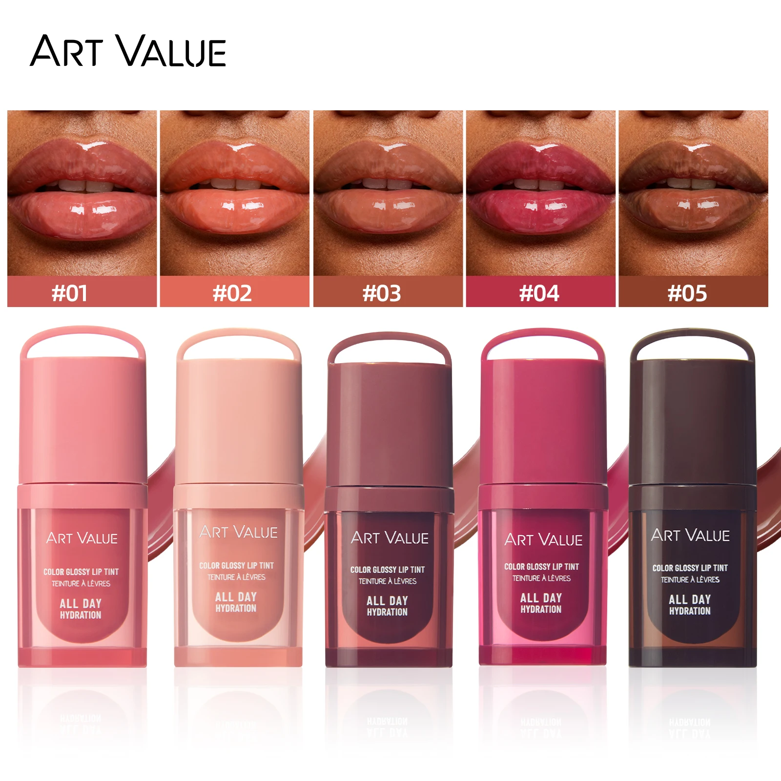 ART VALUE Mirror Pearl Lipgloss Long Lasting Moisturizing Lip Glaze Nourishing Jelly Pout Lipstick Makeup Color Glossy Lip Tint