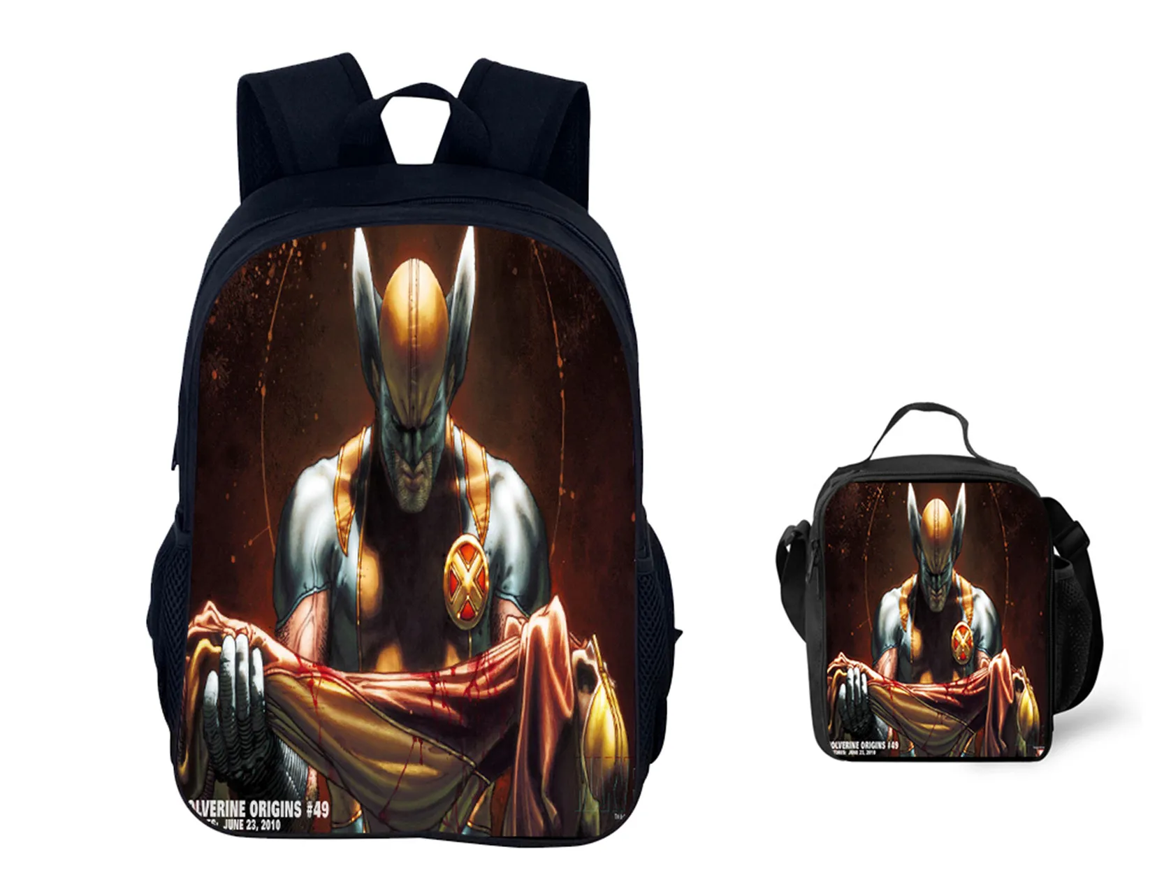 

NEW Wolverine Classic Marvel Student Schoolbag 2Pcs Set-Trendy Backpack and Insulated Lunch Bag for Elementary Kids