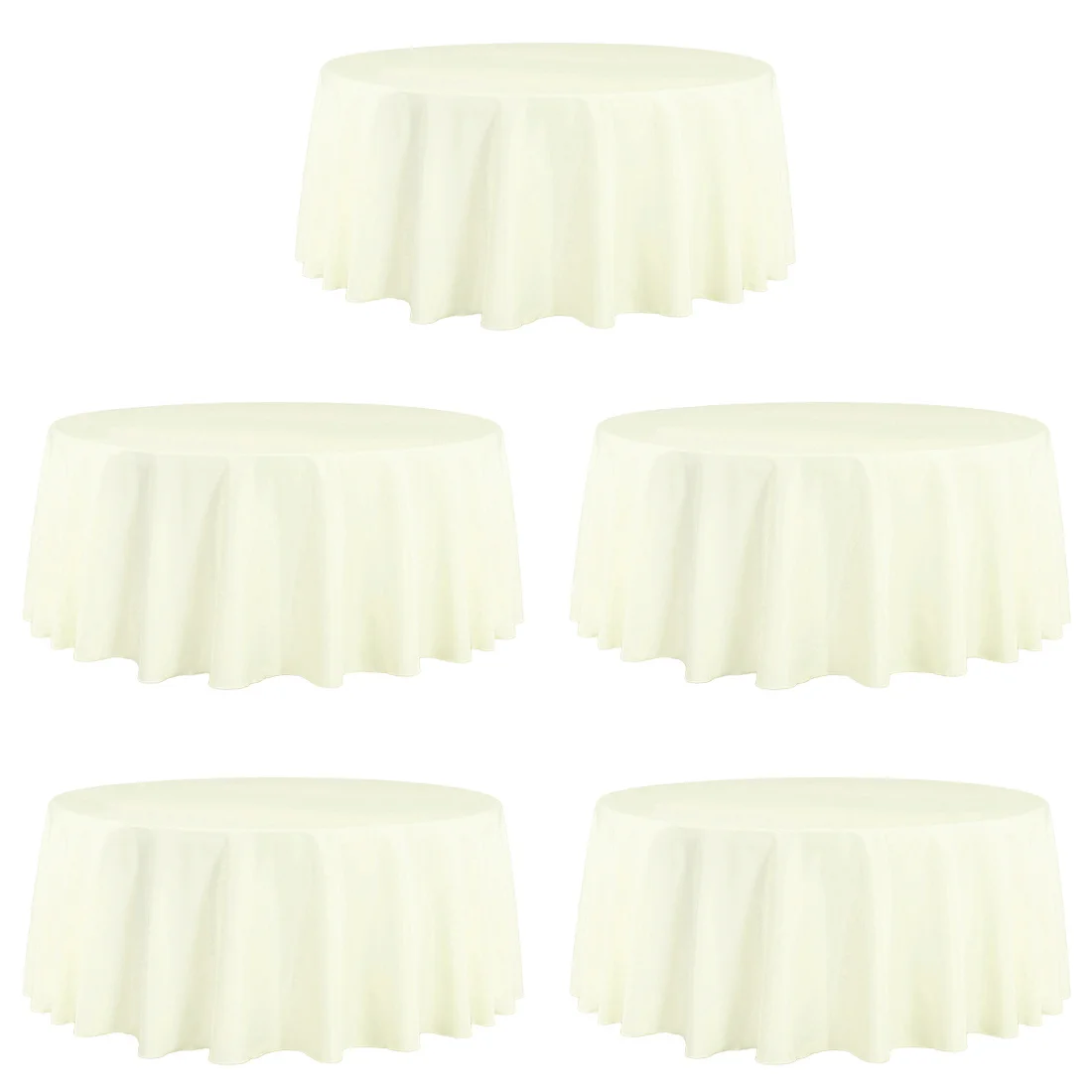 

5 Pack 132 Inch Round Tablecloths for Large Tables – Stain & Wrinkle Resistant Polyester, Machine Washable – Classic Color Table Covers for Banquets, Wedding Must Haves, Holiday Parties, Baby Showers, Kitchen Decor and Accessories, Dining Tables