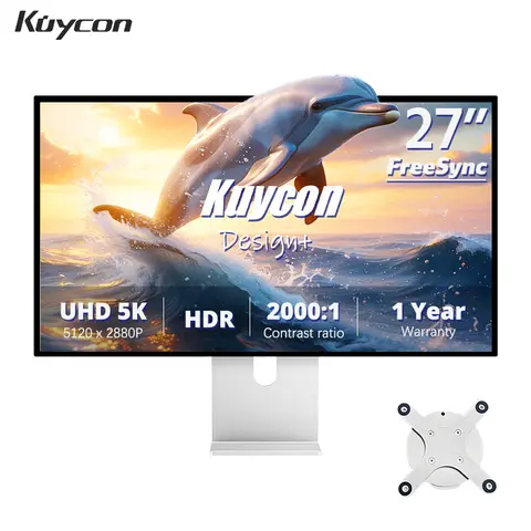 New Kuycon 27 Inch 5K Computer Monitor G27X-SE 10 Bit 99%sRGB Ultra-thin PC Display HDMI Type-C Ports PD100W Desktop Screen