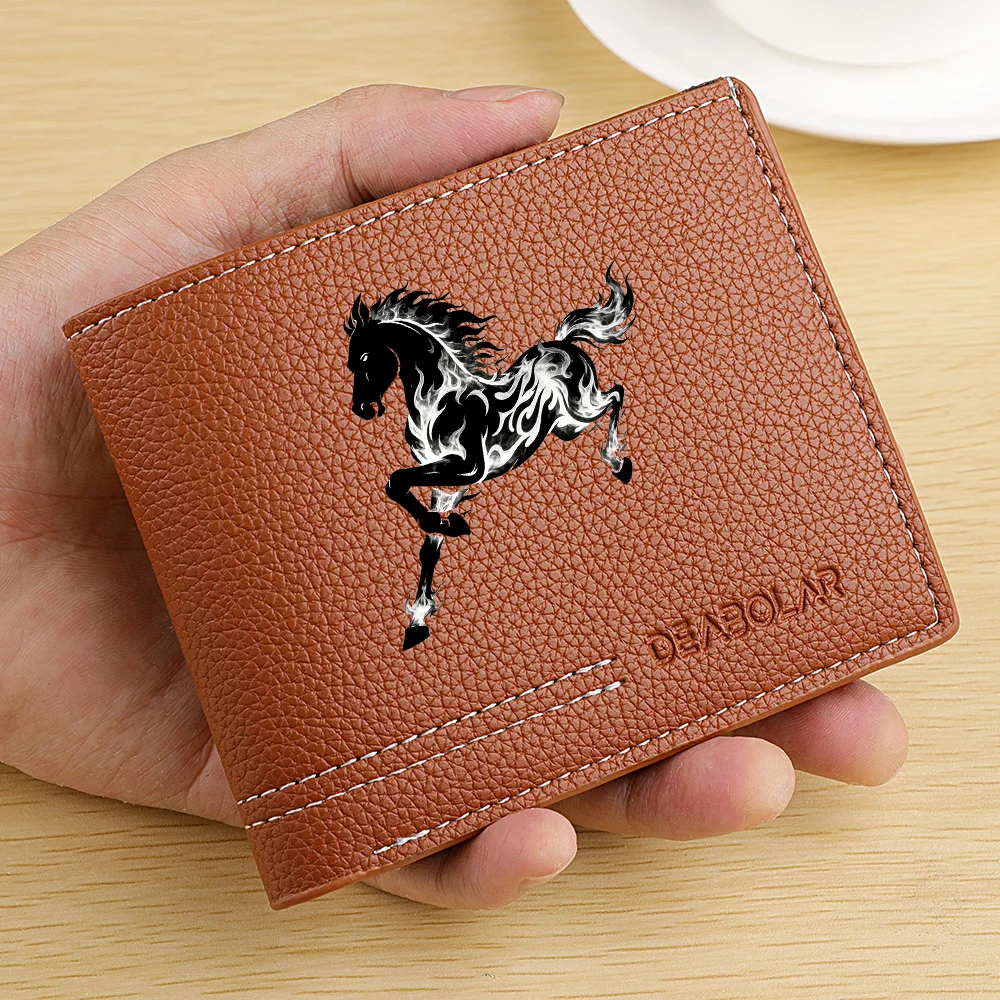 1Pc Men's Elegant Horse Print Credit Card Wallet - Multifunctional Large Capacity Coin Purse - Convenient for Carrying Id Cards, Driver's Licenses, Credit Cards, Suitable for Daily Use and as a Gift