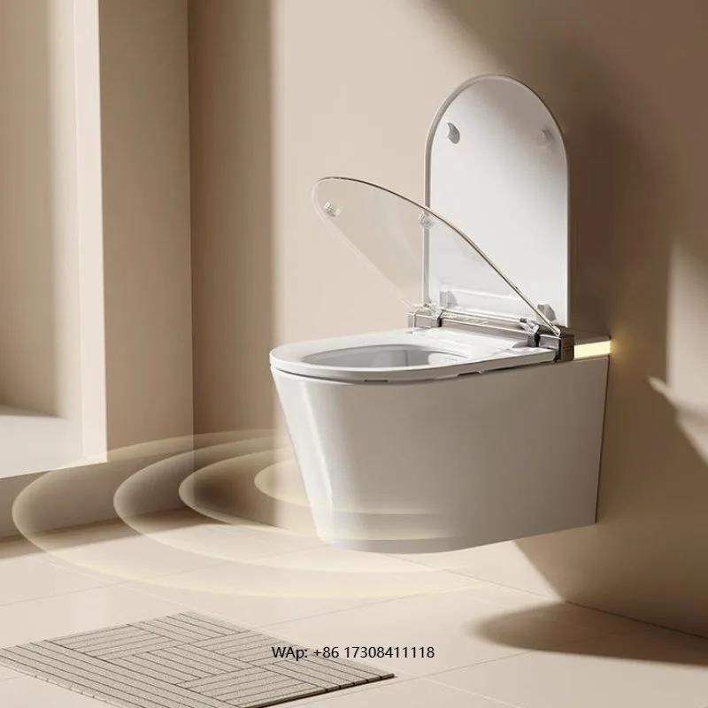 

Wall-Mounted Smart Integrated Toilet with Automatic Flushing Seat Heating S-Trap Drainage Elongated Bowl Shape
