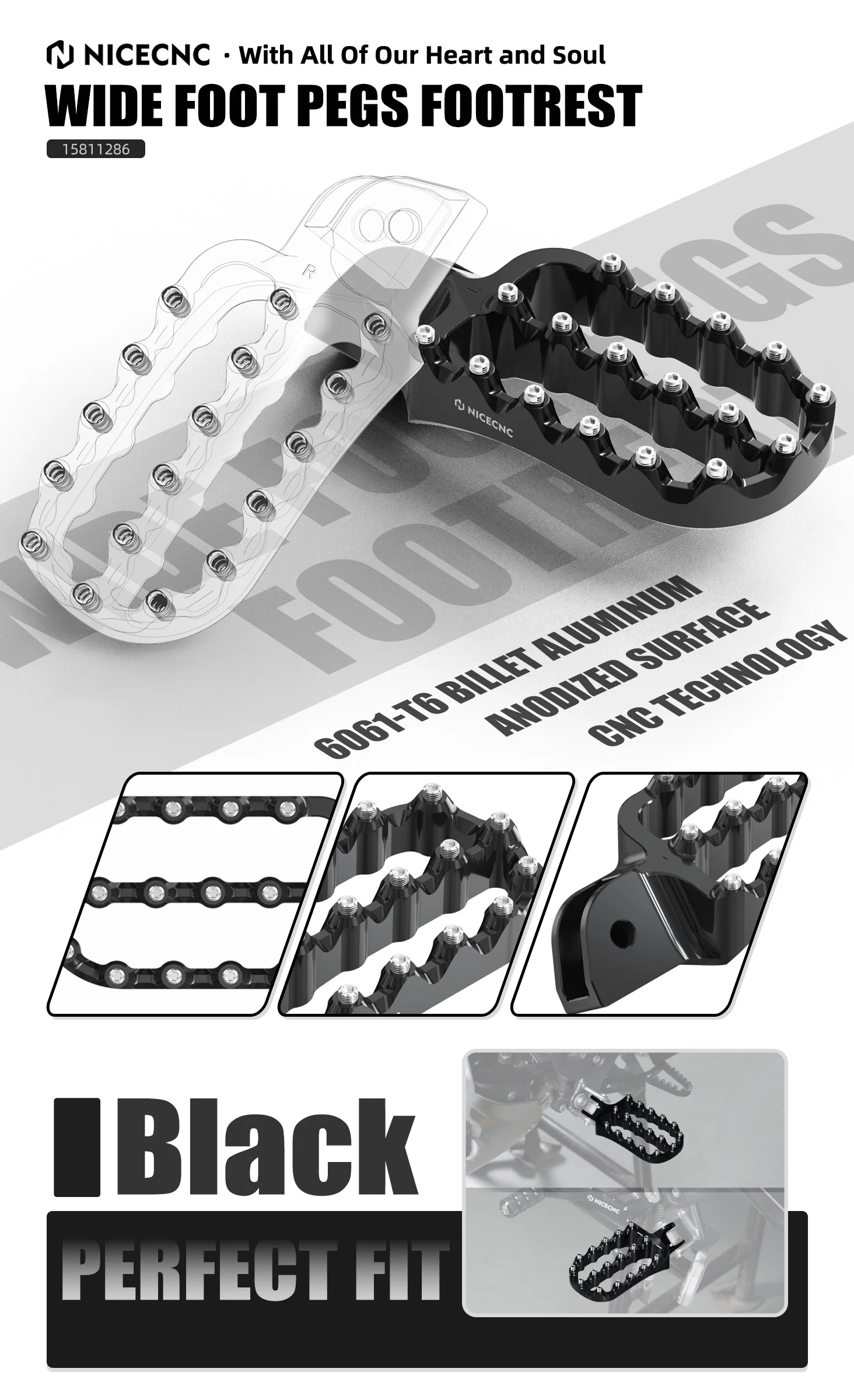 NICECNC Hintere Bremshebel-Pedale mit breiten Fußrasten für BMW R1250GS R 1250GS R1250 GS 2019-2023 2022 2021 R1200GS 2013-2018 – Detail 19