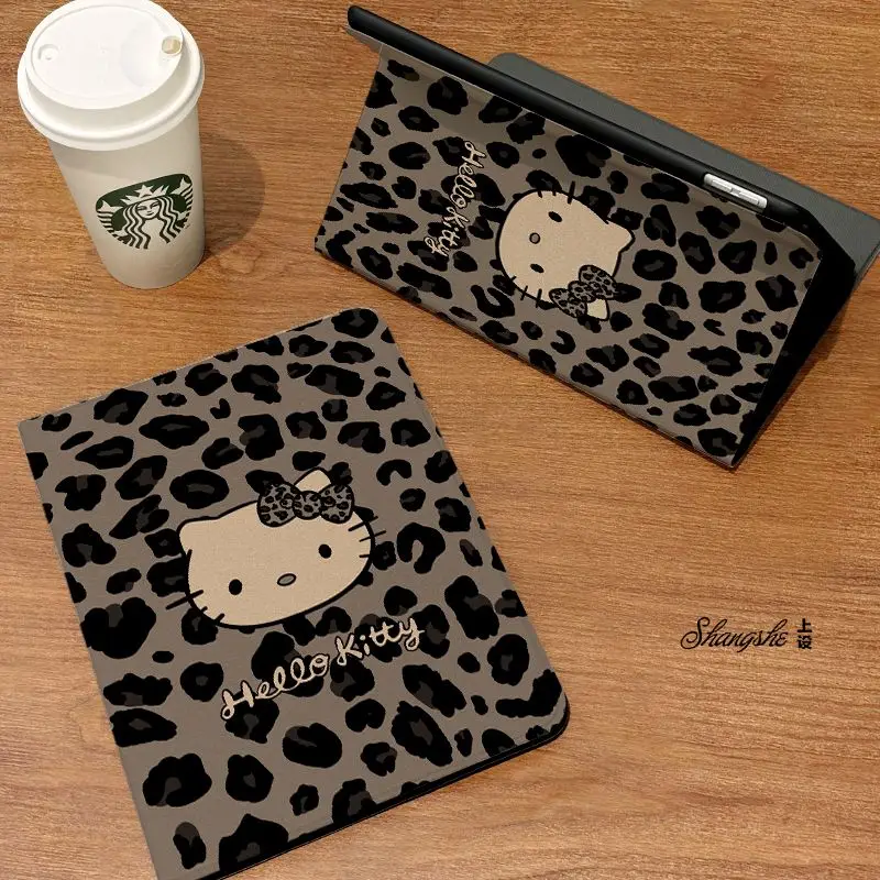 

Leopard Print Hello Kitty Case Cute Cartoon For OPPO Pad SE 3Pro Pad 4Pro 13.2 Inch TPU Flip Anti Fall Protective Cover Gifts