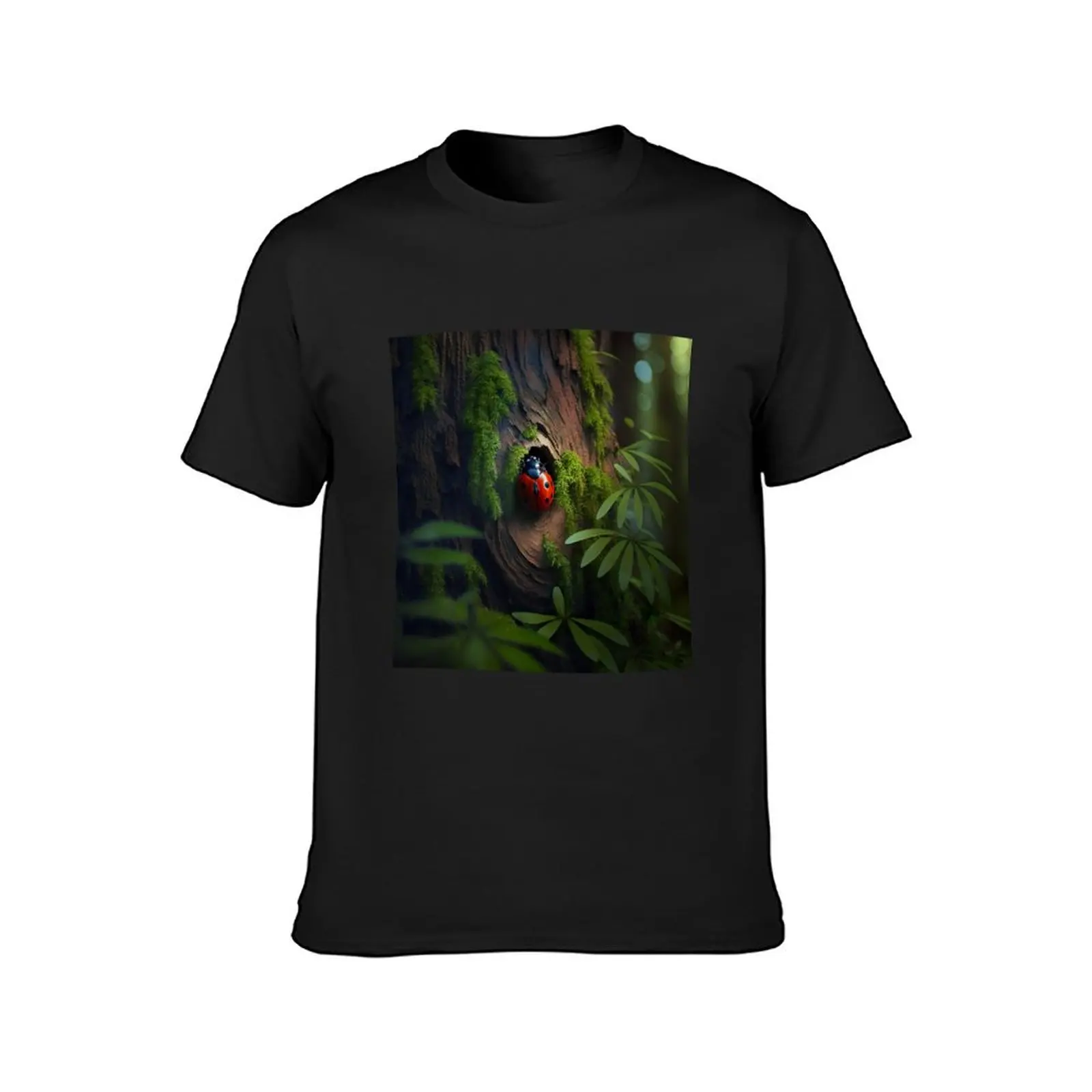 Ladybug in the forest T-Shirt Aesthetic clothing blanks kawaii clothes mens funny t shirts