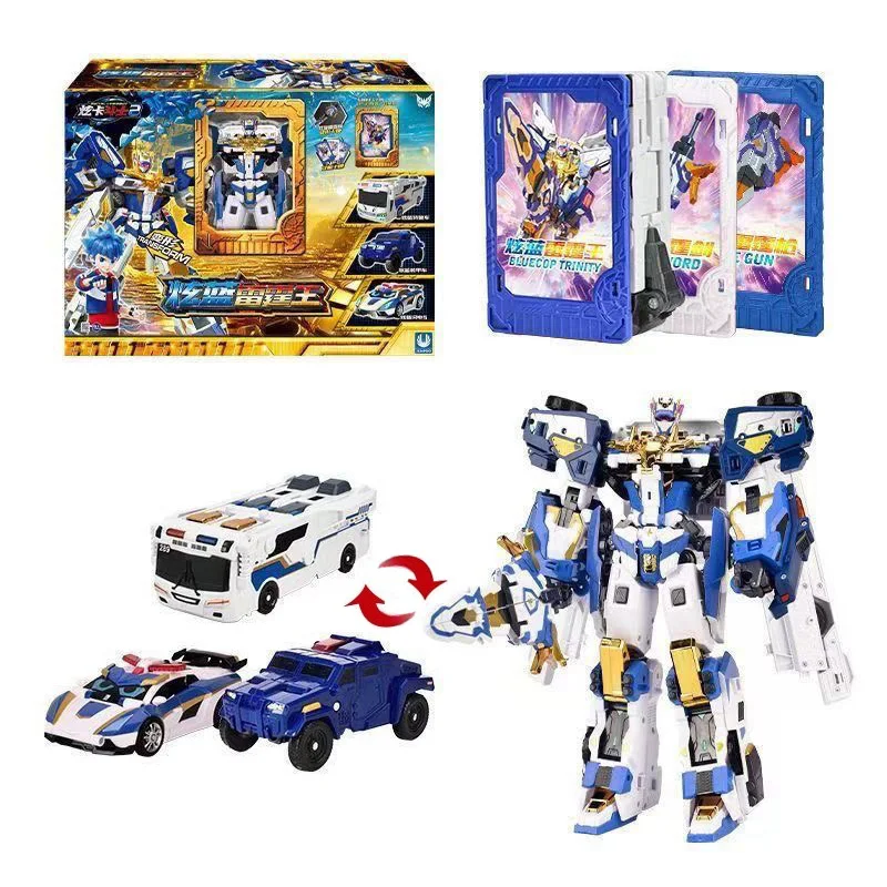

Новый металлический Cardbot Blue Cop Trinity Transforming Car to Robot Фигурки HEAVY IRON с карточкой-трансформером Модель робота Игрушки