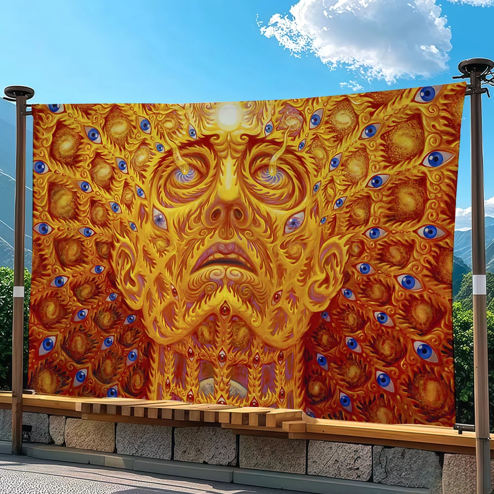 Art Alex Grey Trippy Psychedelic Flag Tapestry Outdoor Party Bedroom Living Room Dormitory Decorative Themed Wall Hanging Banner