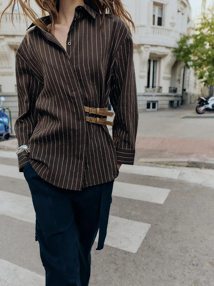 Faionable الحلو مخطط زر متابعة طويلة Sve الياقات irt جديد وصول شتاء 2025 ملابس نسائية الصينية التقليدية Sle #3