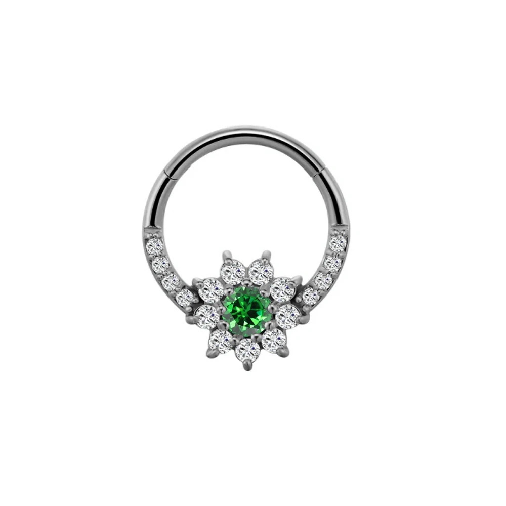 Zircon Clicker Daith Piercing Nose Ring, Surgical Steel