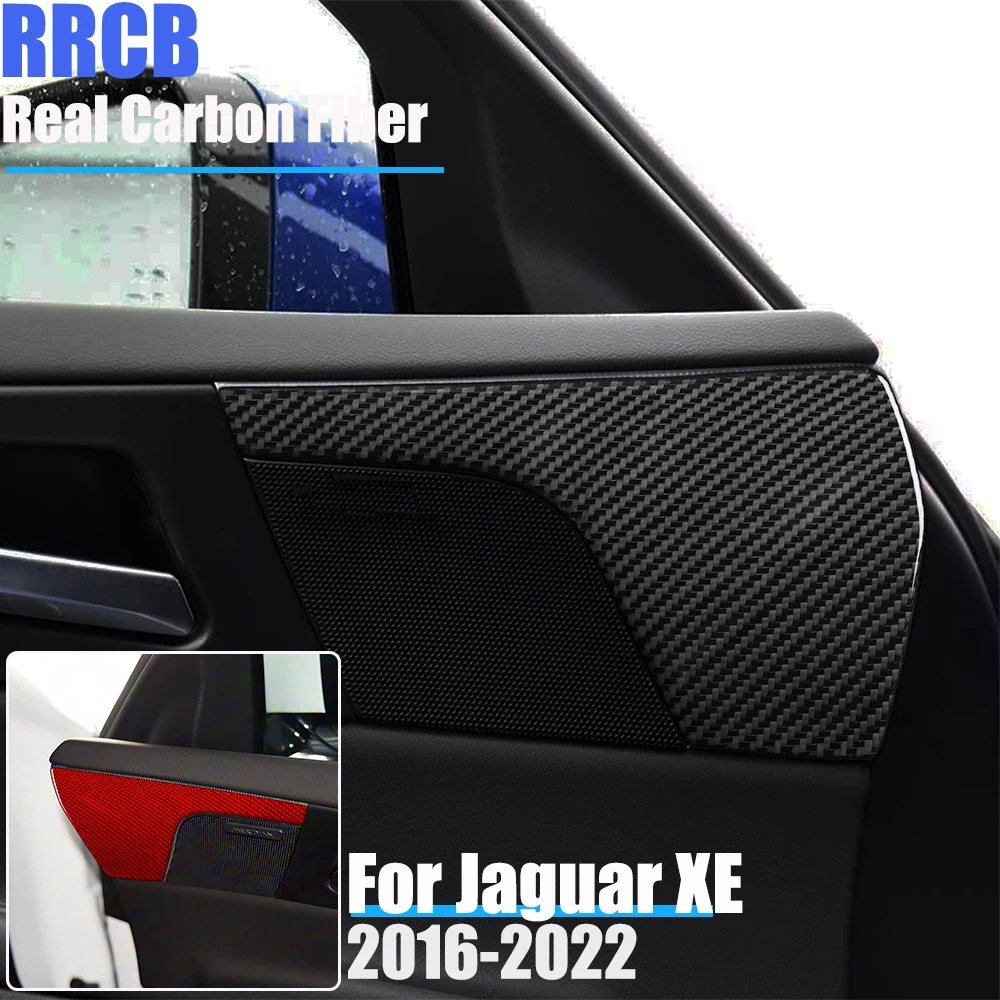 For Jaguar XE 2016 2017 2018 2019 2-Piece Flexible Real Carbon Fiber Front Door Panel Overlay Trim Set