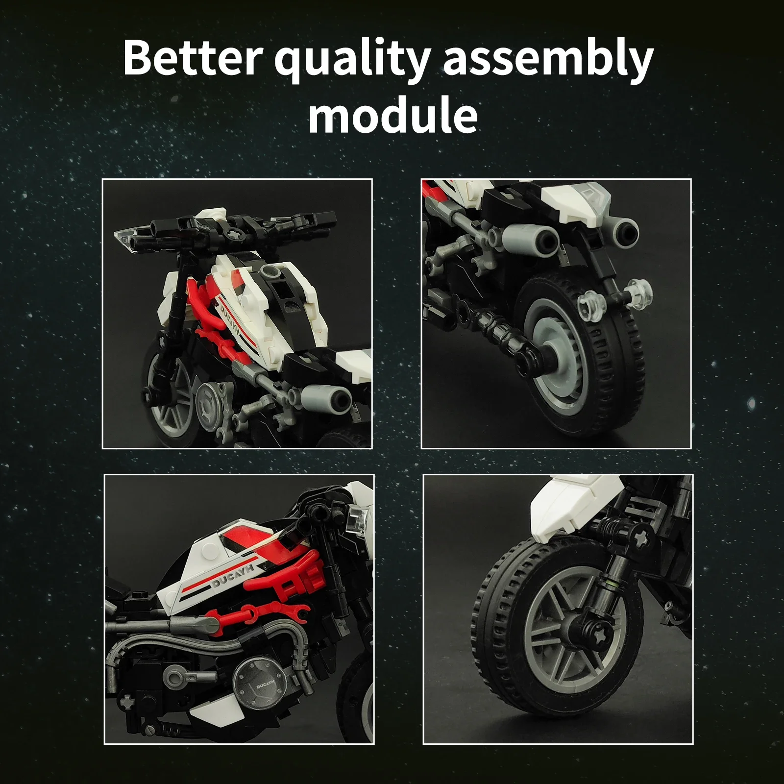 ホワイトオートバイビルディングブロックモデル88012リアルな復元連動おもちゃバイクボーイフレンドと大人への誕生日プレゼント