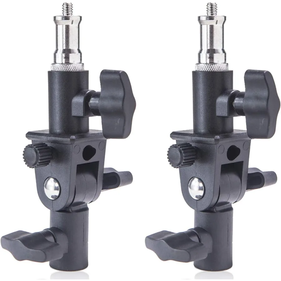 

WELLMAKING 2PCS U Shape Tilt Adapter Swivel Mount Umbrella Holder Light Stand with Standard 1 4 to 3 8 inch Metal Male Screw Ad